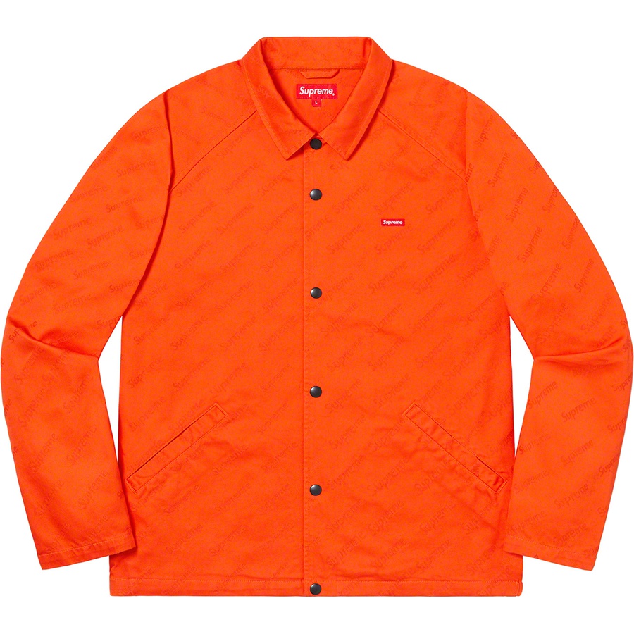 Supreme Snap Front Jacquard Logos Twill Jacket (FW19) - Orange - $168