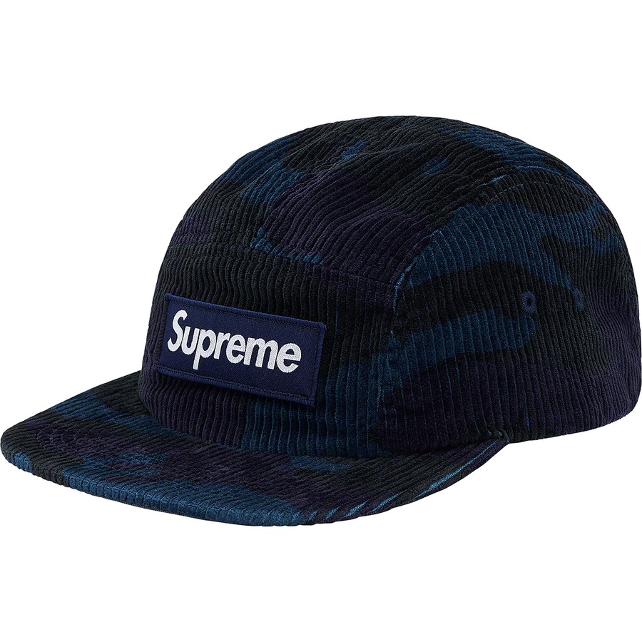 Supreme Camo Corduroy Camp Cap (FW19) - Navy Camo - $48