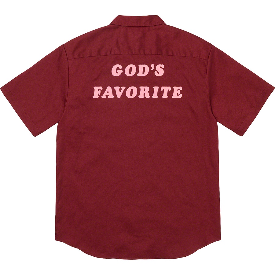 Supreme God's Favorite S S Work Shirt (FW19) - Burgundy - $128