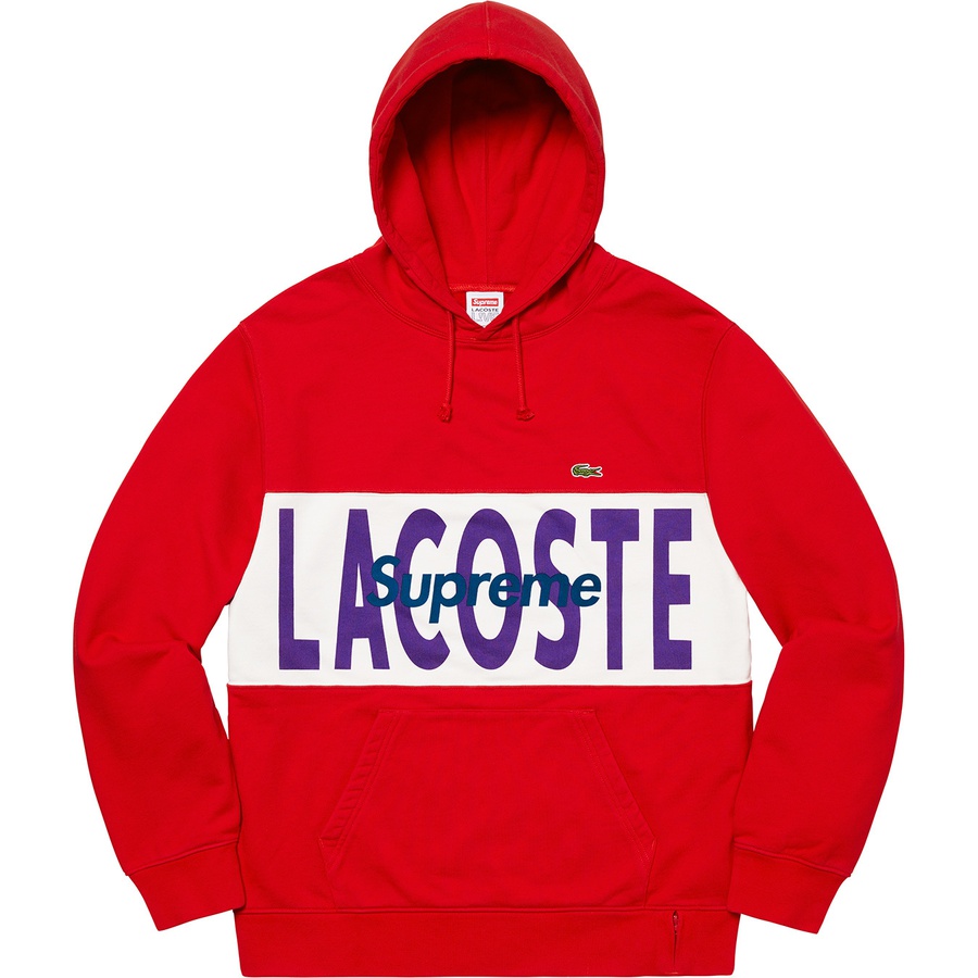 Supreme Supreme LACOSTE Logo Panel Hooded Sweatshirt (FW19) - Red - $158