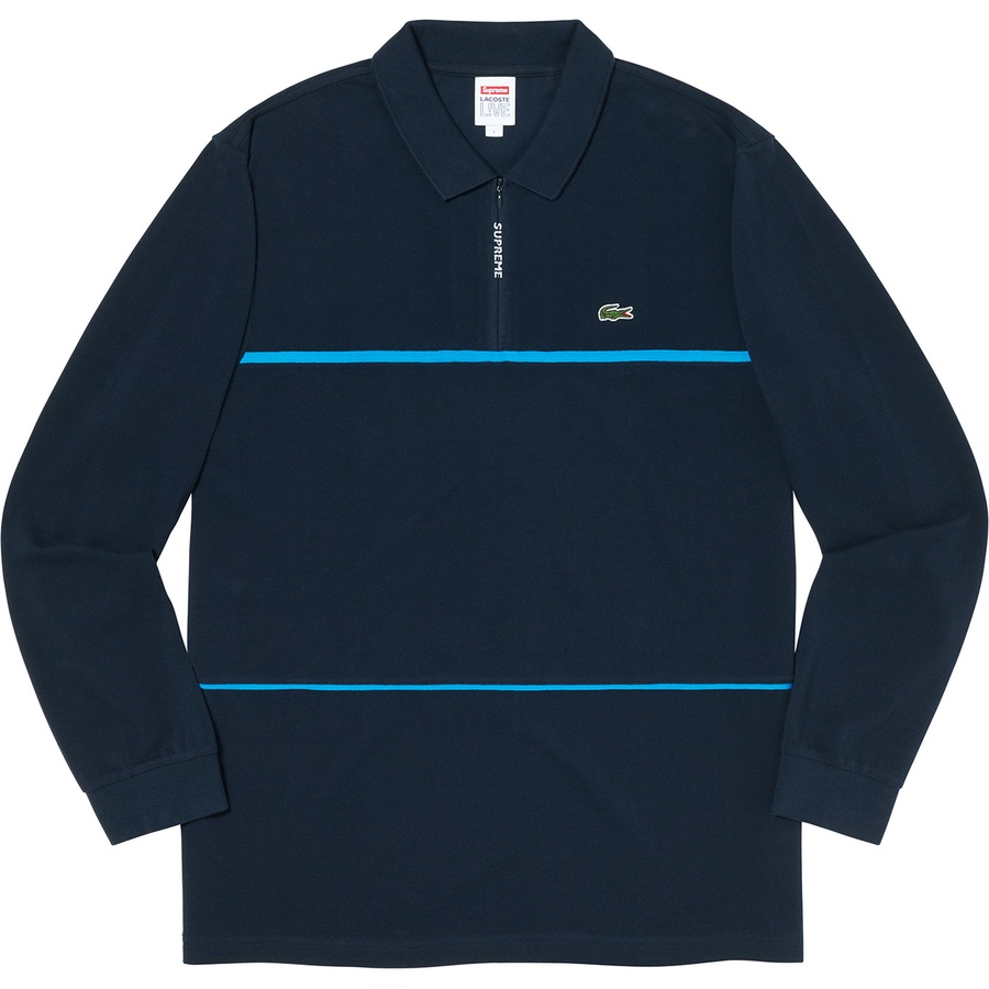 Supreme Supreme LACOSTE Pique Zip L S Polo (FW19) - Navy - $148