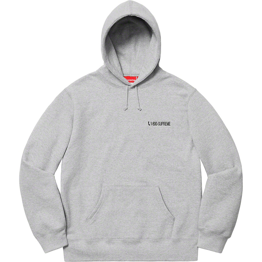 Supreme 1-800 Hooded Sweatshirt (FW19) - Heather Grey - $168