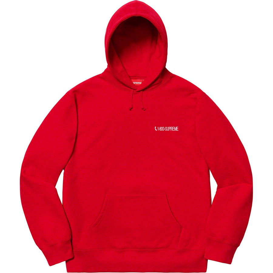 Supreme 1-800 Hooded Sweatshirt (FW19) - Red - $168