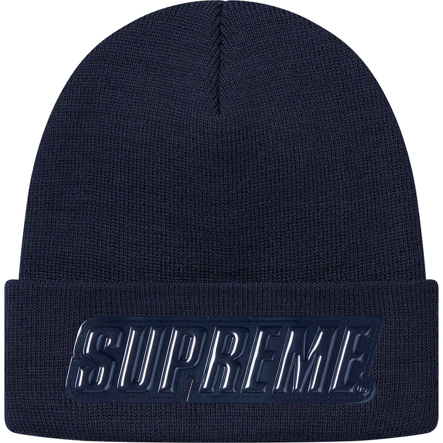 Supreme Raised Patent Logo Beanie (FW19) - Navy - $36