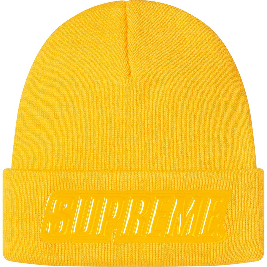 Supreme Raised Patent Logo Beanie (FW19) - Gold - $36