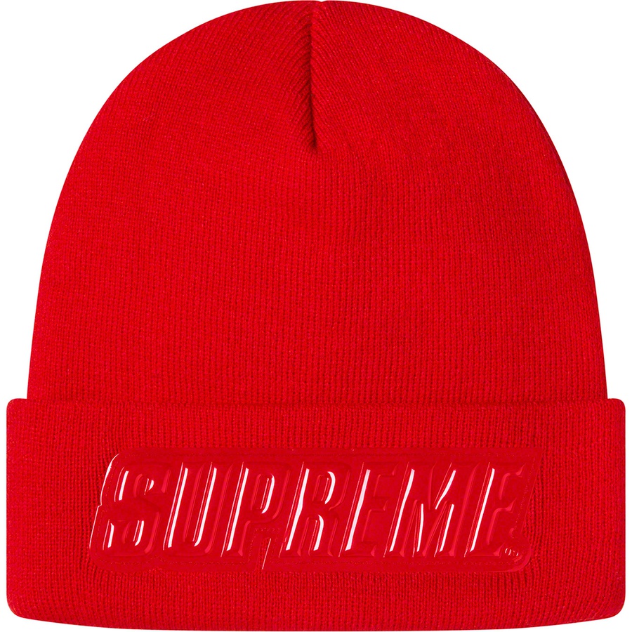 Supreme Raised Patent Logo Beanie (FW19) - Red - $36