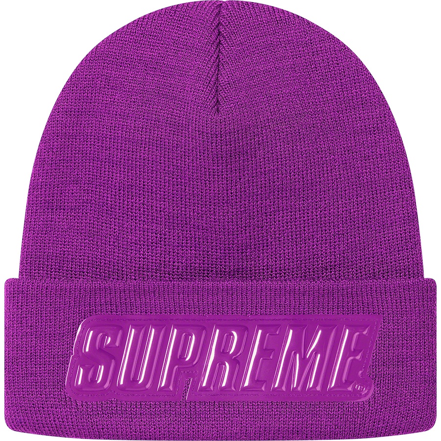 Supreme Raised Patent Logo Beanie (FW19) - Purple - $36