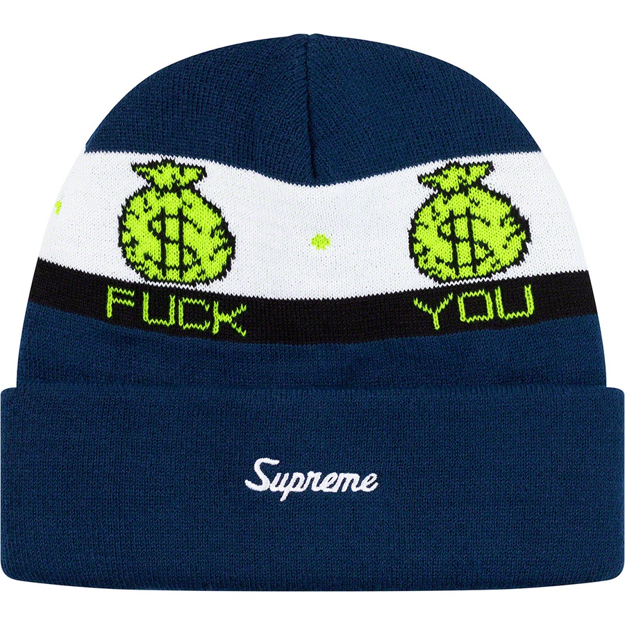 Supreme Pay Me Beanie (FW19) - Navy - $34