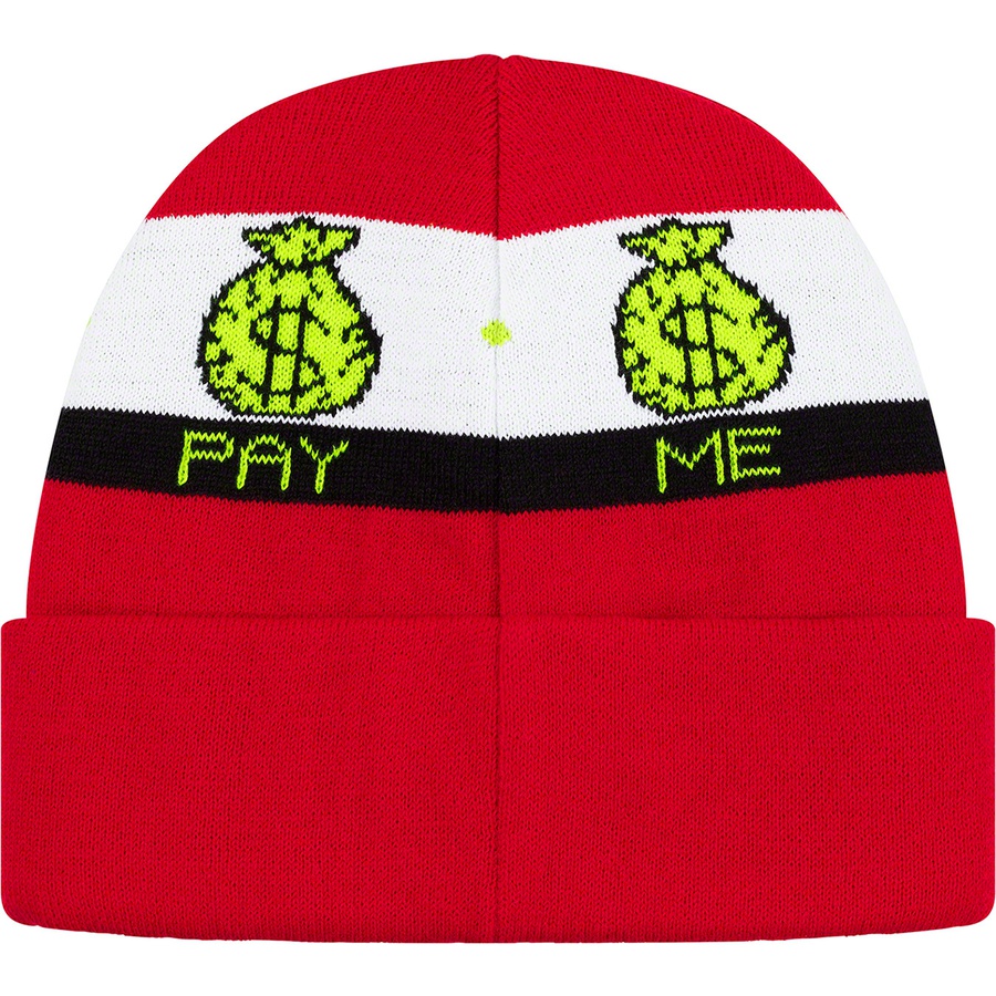 Supreme Pay Me Beanie (FW19) - Red - $34