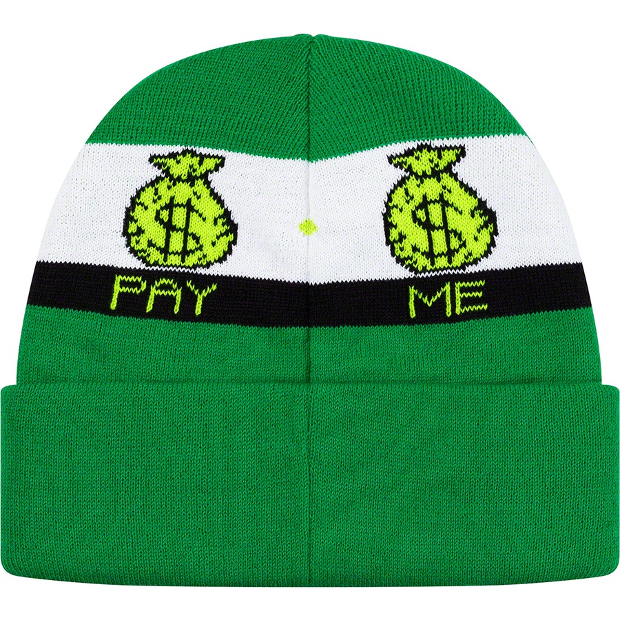 Supreme Pay Me Beanie (FW19) - Green - $34