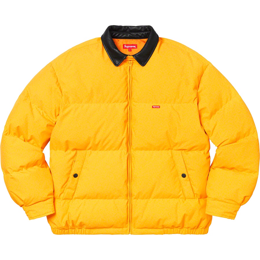 Supreme Leather Collar Puffy Jacket (FW19) - Yellow - $268