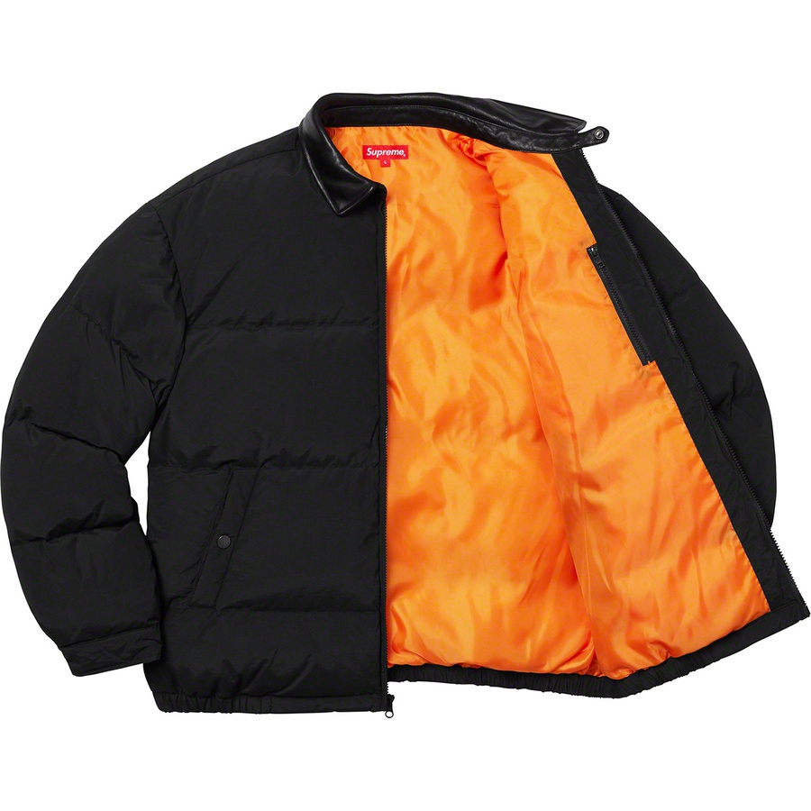Supreme Leather Collar Puffy Jacket (FW19) - Black - $268