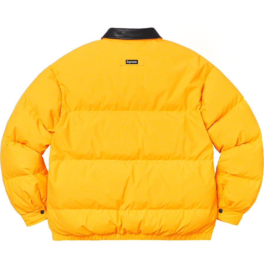 Supreme Leather Collar Puffy Jacket (FW19) - Yellow - $268