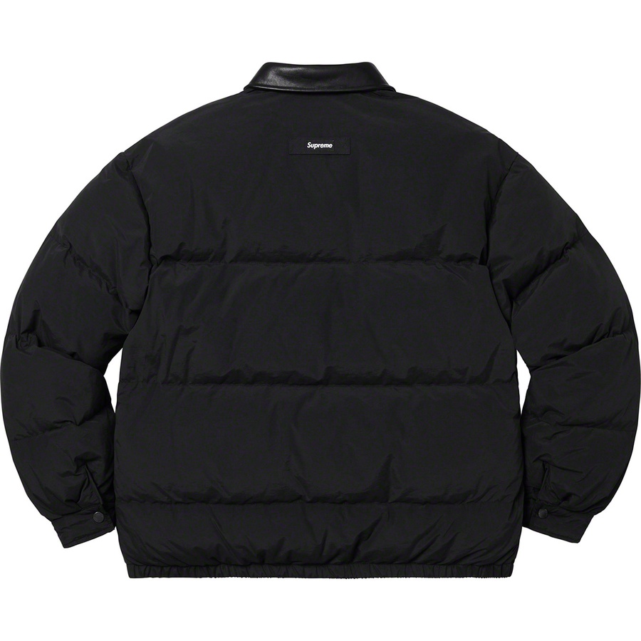 Supreme Leather Collar Puffy Jacket (FW19) - Black - $268
