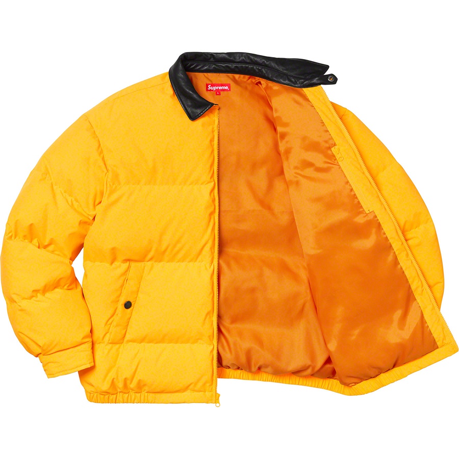 Supreme Leather Collar Puffy Jacket (FW19) - Yellow - $268