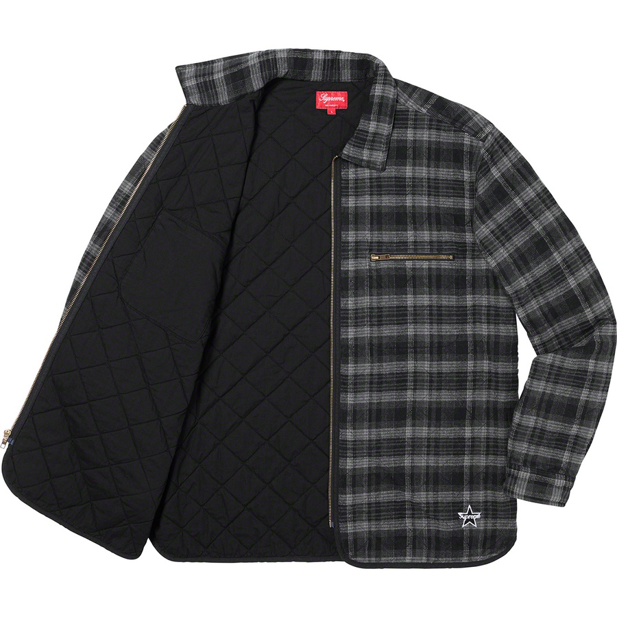 Supreme Quilted Plaid Zip Up Shirt (FW19) - Black - $138