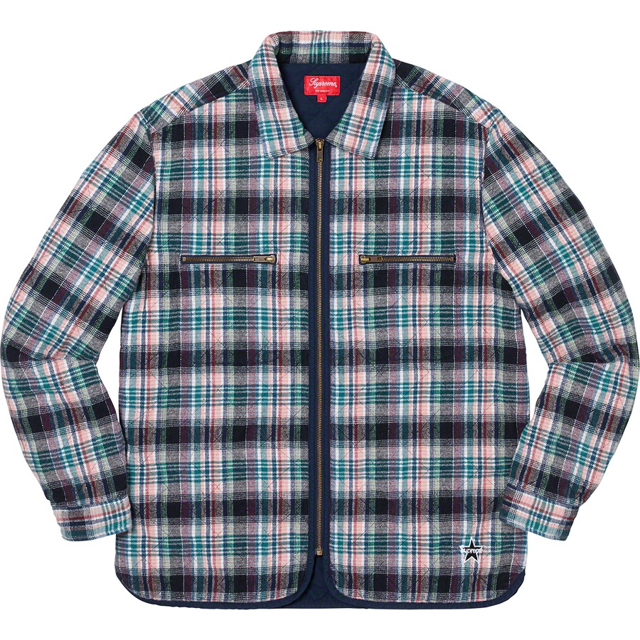 Supreme Quilted Plaid Zip Up Shirt (FW19) - Off-White - $138