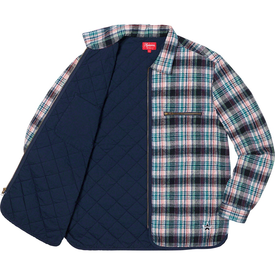 Supreme Quilted Plaid Zip Up Shirt (FW19) - Off-White - $138