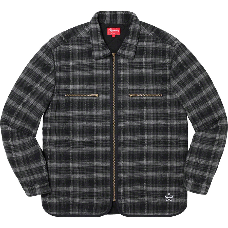 Supreme Quilted Plaid Zip Up Shirt (FW19) - Black - $138