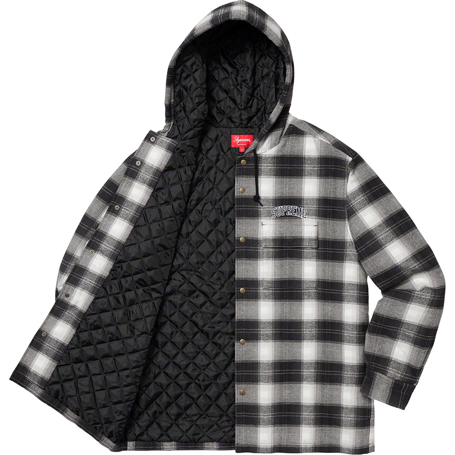 Supreme Quilted Hooded Plaid Shirt (FW19) - Black - $138