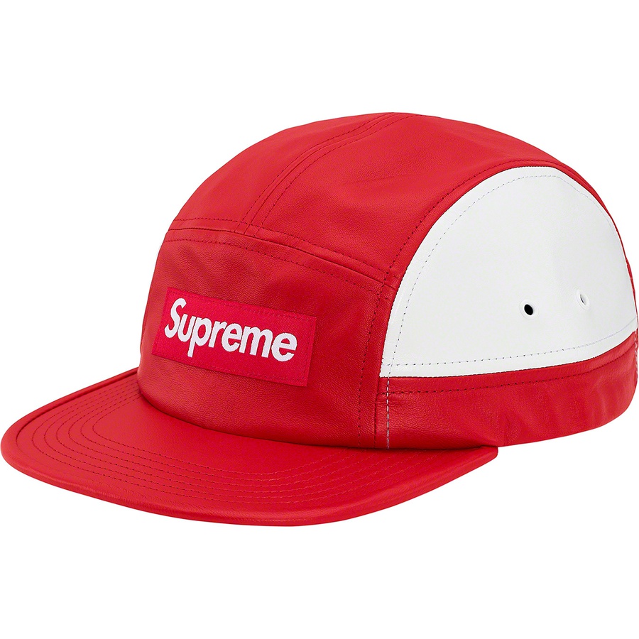 Supreme 2-Tone Leather Camp Cap (FW19) - Red - $68