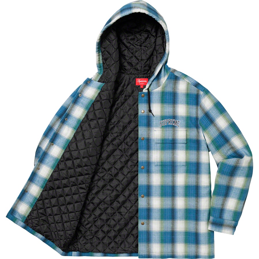 Supreme Quilted Hooded Plaid Shirt (FW19) - Blue - $138