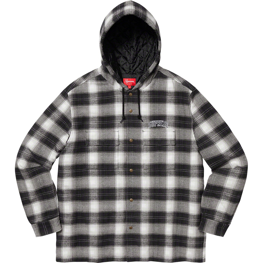 Supreme Quilted Hooded Plaid Shirt (FW19) - Black - $138