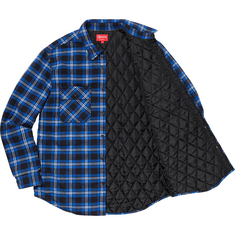 Supreme Arc Logo Quilted Flannel Shirt (FW19) - Black - $138