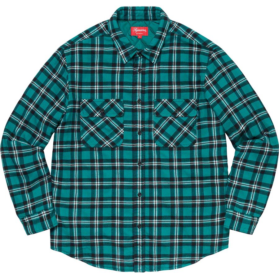Supreme Arc Logo Quilted Flannel Shirt (FW19) - Green - $138