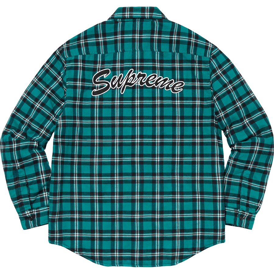 Supreme Arc Logo Quilted Flannel Shirt (FW19) - Green - $138