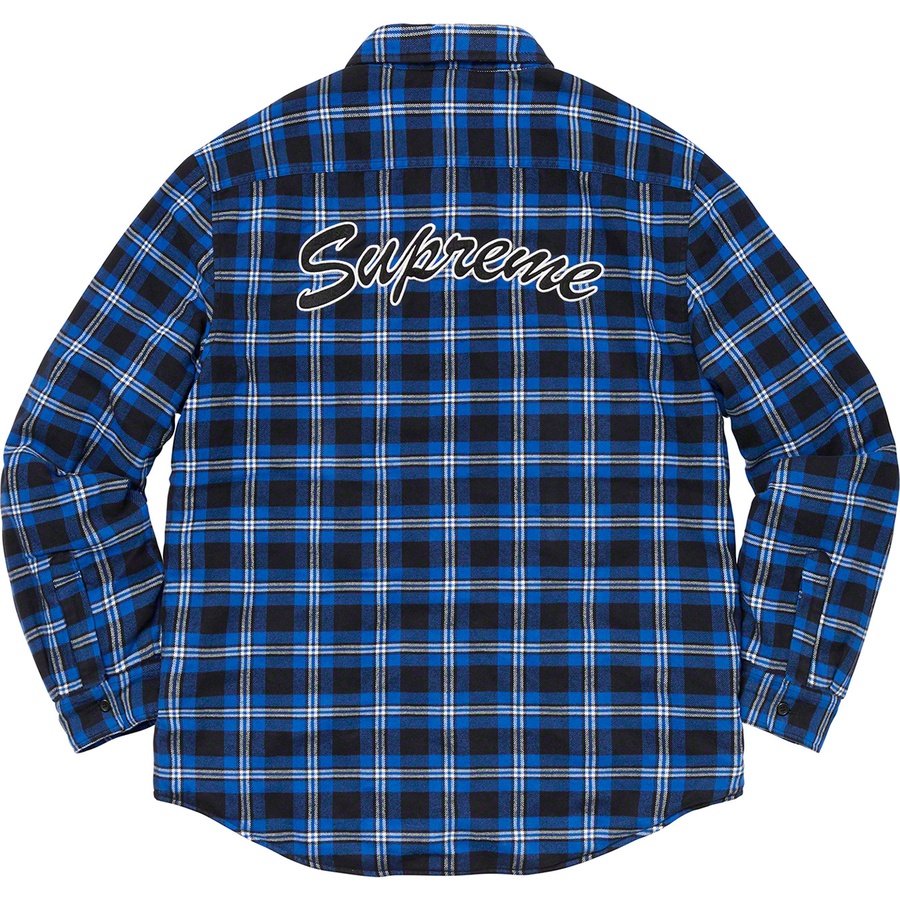 Supreme Arc Logo Quilted Flannel Shirt (FW19) - Black - $138