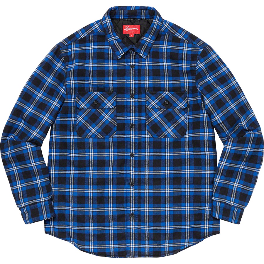 Supreme Arc Logo Quilted Flannel Shirt (FW19) - Black - $138
