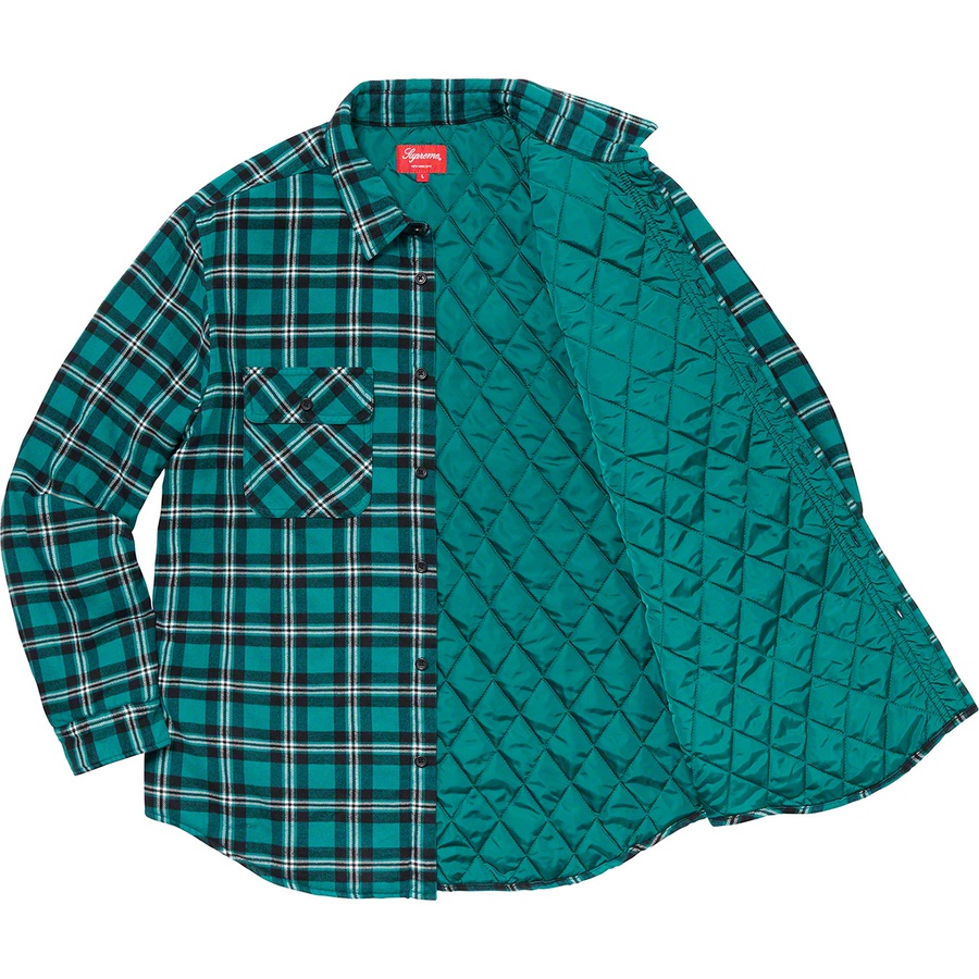 Supreme Arc Logo Quilted Flannel Shirt (FW19) - Green - $138