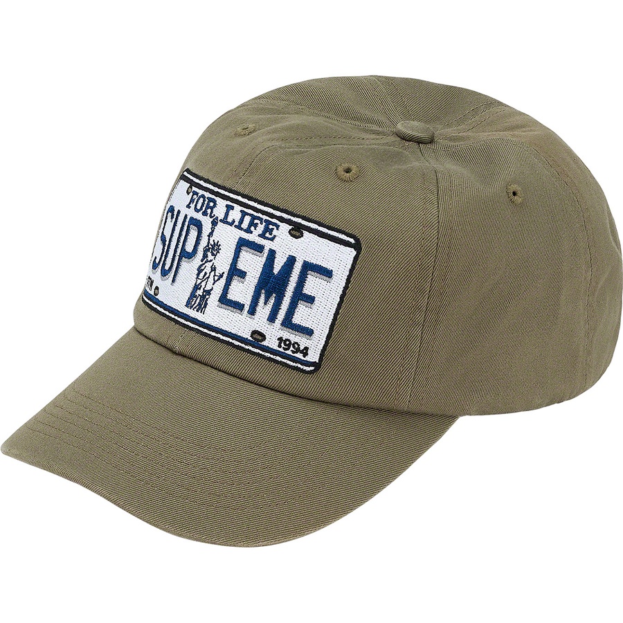 Supreme License Plate 6-Panel (SS20) - Olive - $48