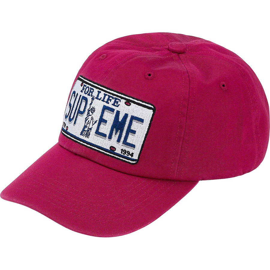 Supreme License Plate 6-Panel (SS20) - Cranberry - $48