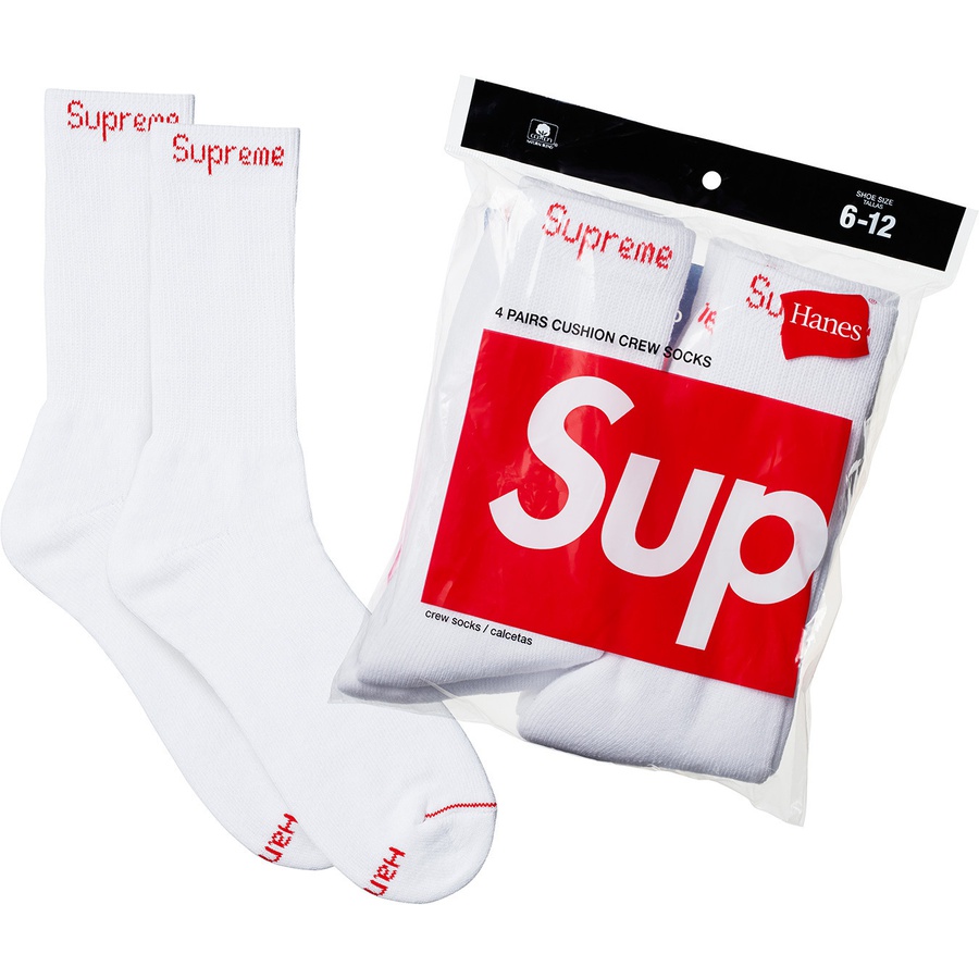 Supreme Supreme Hanes Crew Socks (4 Pack) (SS20) - White - $20