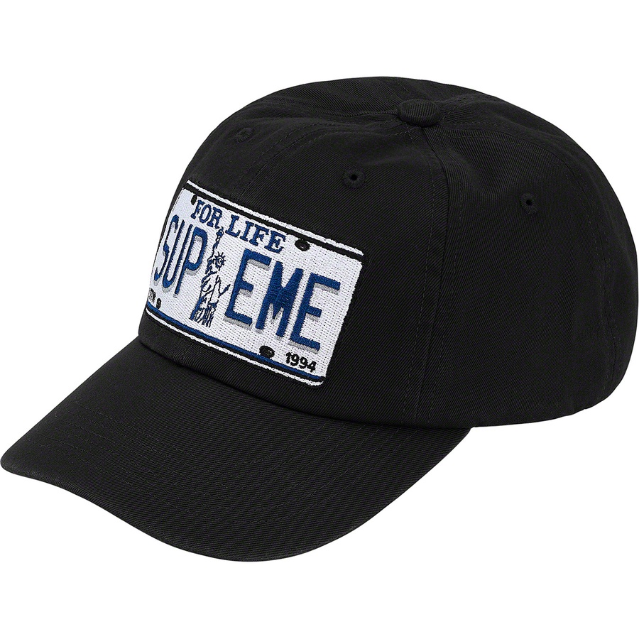 Supreme License Plate 6-Panel (SS20) - Black - $48