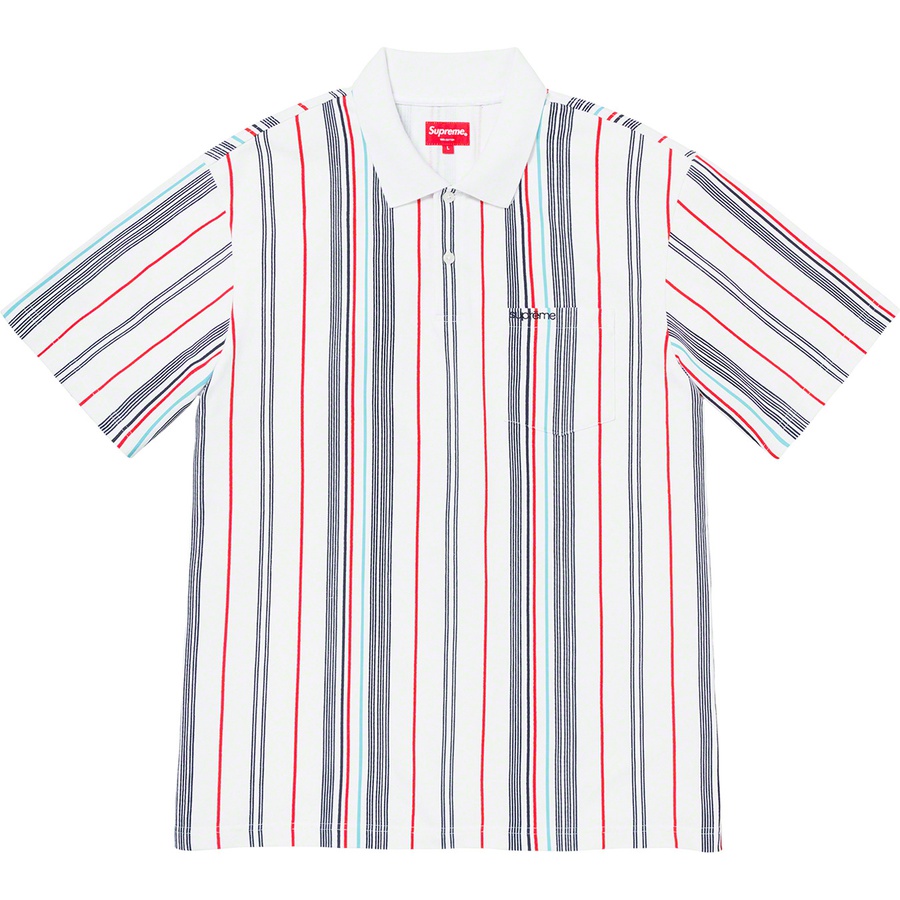 Supreme Vertical Stripe Polo (SS20) - White - $88