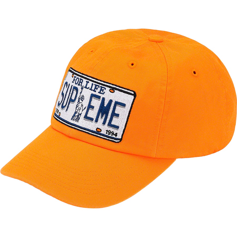Supreme License Plate 6-Panel (SS20) - Orange - $48
