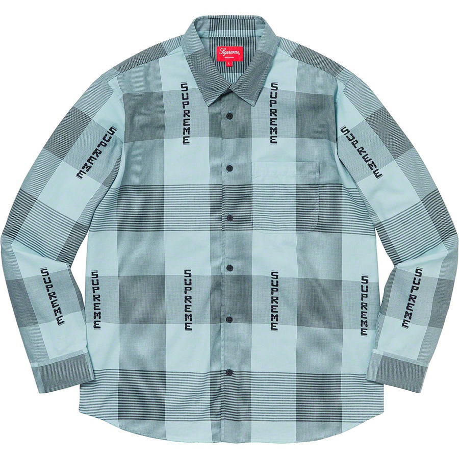 Supreme Logo Plaid Shirt (SS20) - Light Blue - $138