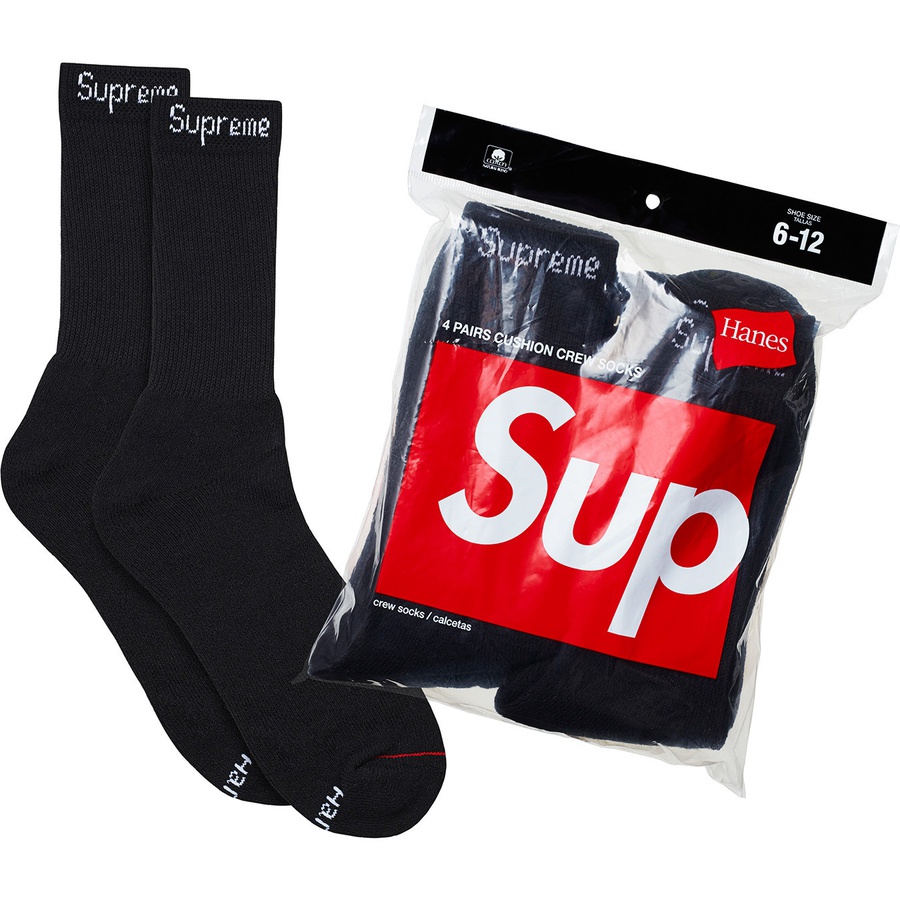 Supreme Supreme Hanes Crew Socks (4 Pack) (SS20) - Black - $20