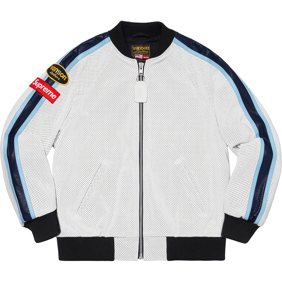 Supreme Supreme Vanson Leathers Perforated Bomber Jacket (SS20) - White - $788