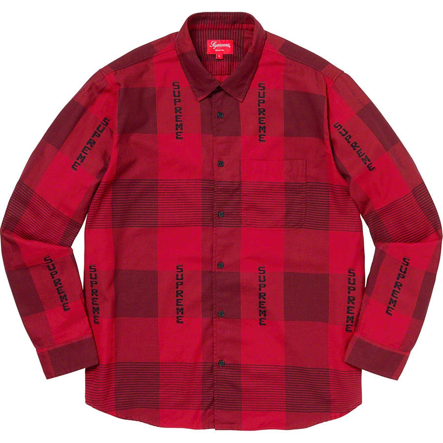 Supreme Logo Plaid Shirt (SS20) - Red - $138