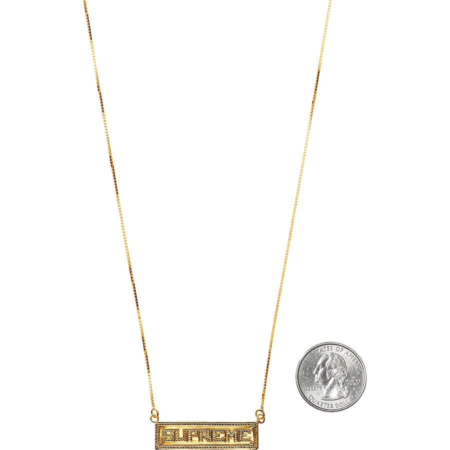 Supreme Name Plate 14K Gold Pendant (SS20) - Gold - $498