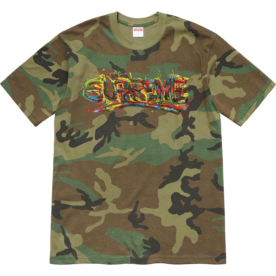 Supreme Paint Logo Tee (SS20) - Woodland Camo - $38