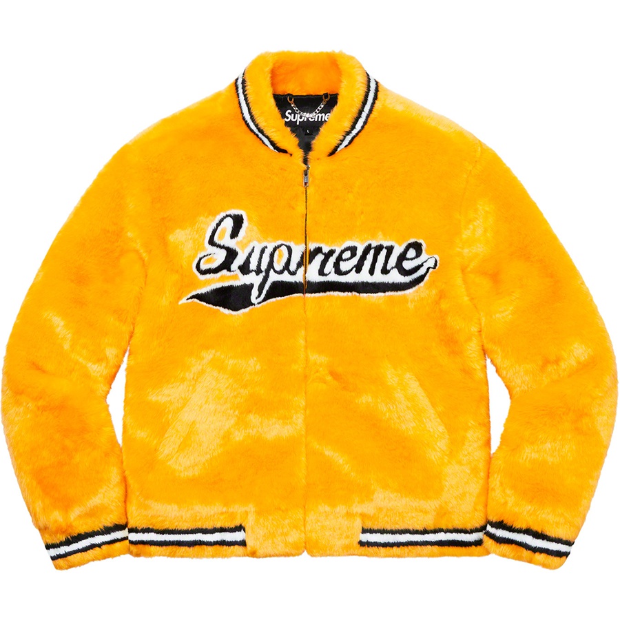 Supreme Faux Fur Varsity Jacket (SS20) - Yellow - $398