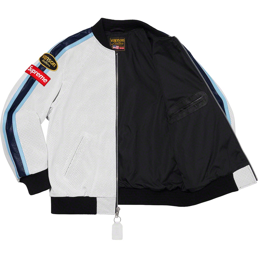 Supreme Supreme Vanson Leathers Perforated Bomber Jacket (SS20) - White - $788