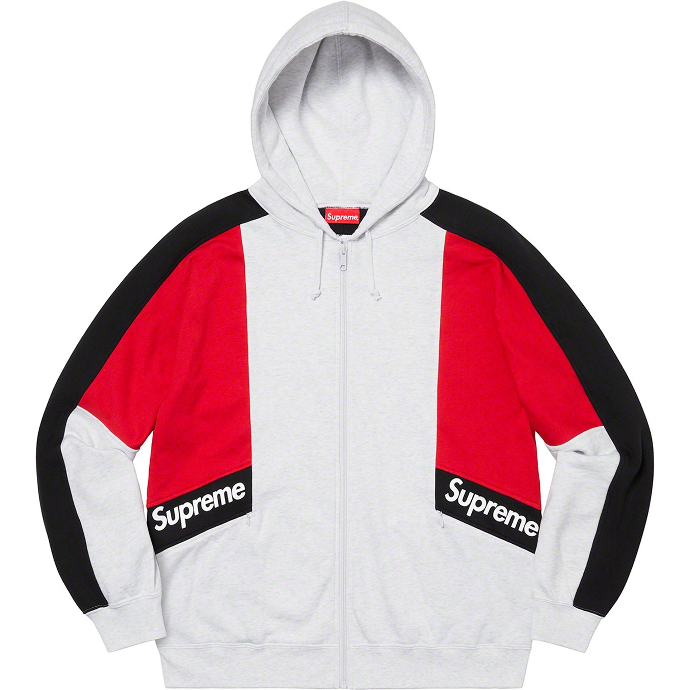 Supreme Color Blocked Zip Up Hooded Sweatshirt (SS20) - Ash Grey - $158