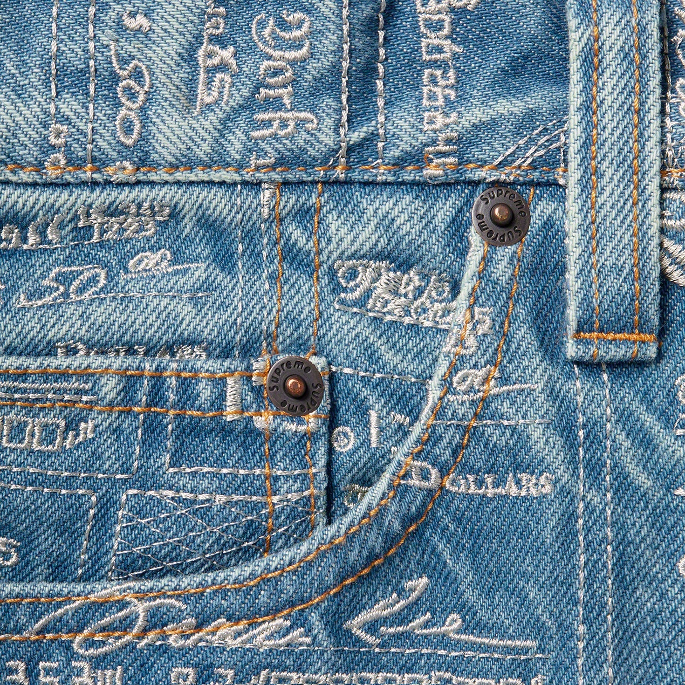 Supreme Checks Embroidered Jean (SS20) - Blue - $178