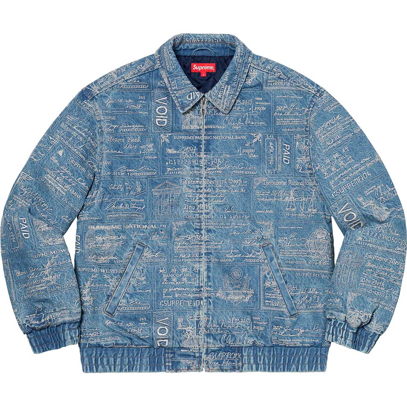 Supreme Checks Embroidered Denim Jacket (SS20) - Blue - $238